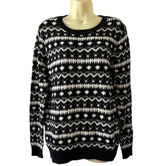 Forever 21 Black & White Geometric Print Oversized Sweater - Picture 1 of 8